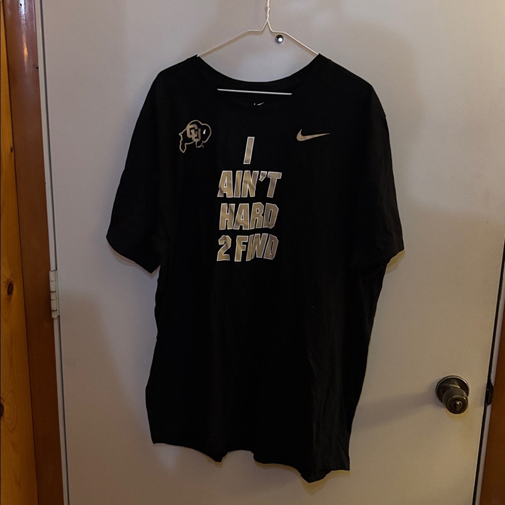 Nike Black T-Shirt with Bold CU Slogan NWOT